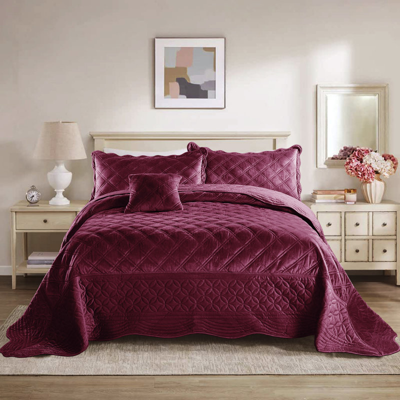 Ensemble de couette surdimensionné de 4 pièces en microfibre douce, Bourgogne, Courtepointe de très grande taille