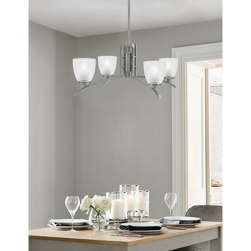 Lustre lumineux en verre nervuré 5 po Kurve, Graphite, H 58,25 po x l 26,5 po x P 26,5 po, 4