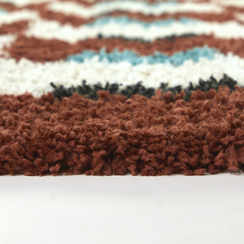 Kelch Rust Checkered Shag Area Rug, Rectangle 7'10" x 10'
