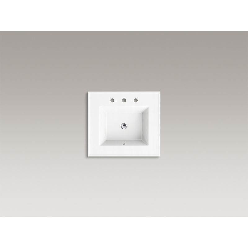 Dessus de salle de bain simple 25 po meuble-lavabo Ceramic Impressions, Impressions blanches, Rectangle