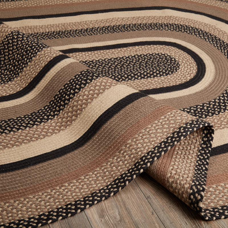  Tapis noir / gris à motif géométrique en jute tressé, Ovale 5 po x 8 pi