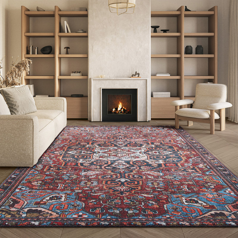 Ziebarth 138 M/W S/R Area Rug In Red / Blue, Rectangle 8' x 10'