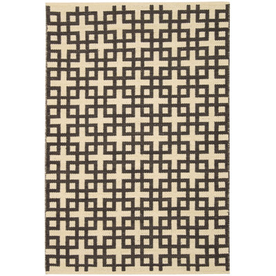 Maze Cotton Trellis Area Rug in Bark