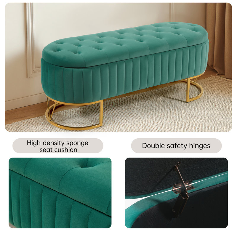 Banc de rangement rembourré Katashia, Vert