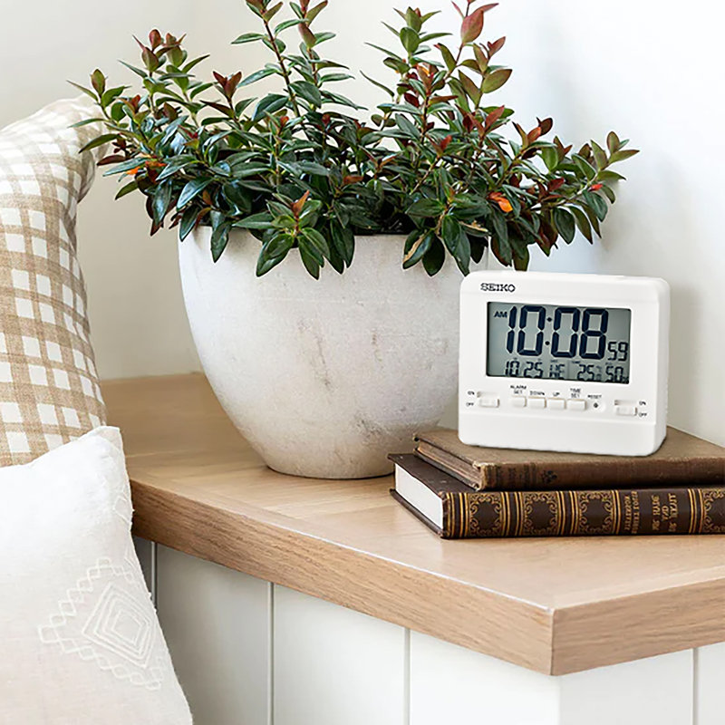 QHL086WLH Digital Alarm Clock, White