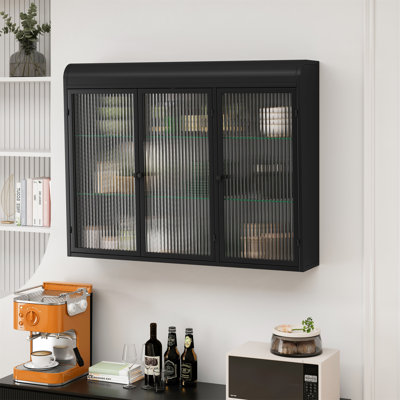 Buffet, table de buffet avec 3 portes, armoires murales arquées en verre pour la cuisine