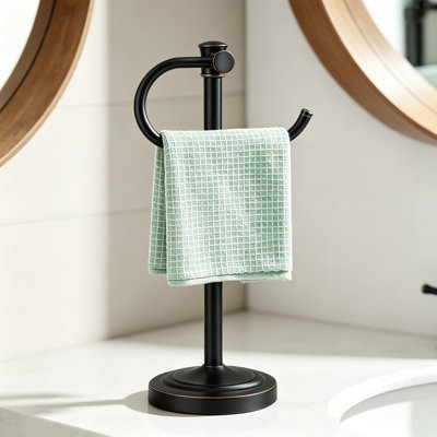 Freestanding Hand Towel Bar with Oil Rubbed Bronze Finish, Stainless Steel Towel Holder for Bathroom Vanity Countertop, Rust Resistant Towel Rack