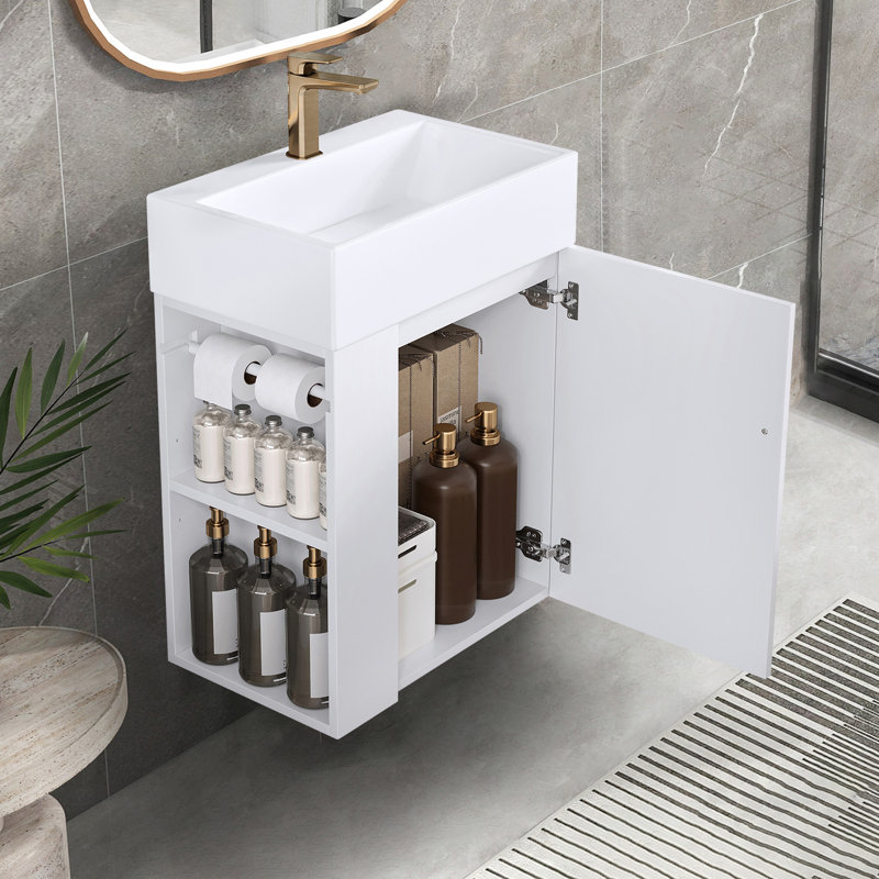 Meuble-lavabo moderne 20 "avec lavabo en céramique, Blanc