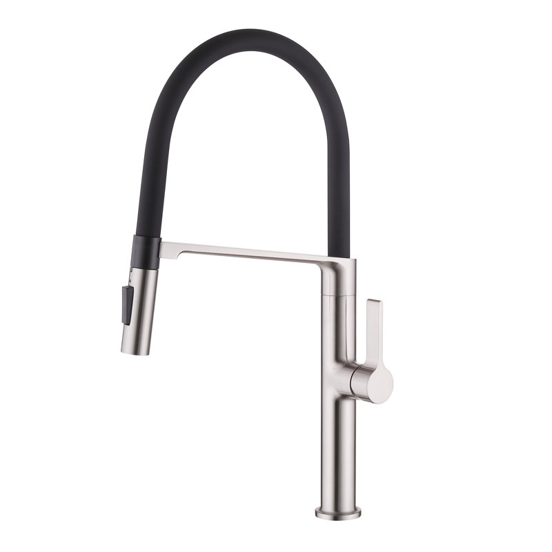20.3" Modern Single Handle Pull Out Kitchen Faucet, 2 Flow Modes, Brushed Nickel