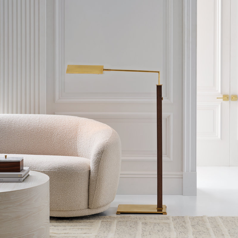 Copse Task Floor Lamp, Antique Brass/Dark Walnut, Gold
