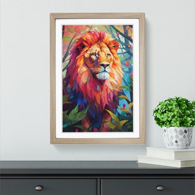 Lion Orphism No.2 - Single Picture Frame Print on Wood