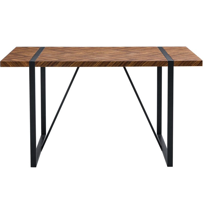 Table Amanda de style rétro avec pieds en métal rectangulaires et texture antique