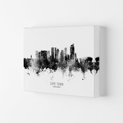 Cape Town South Africa Skyline Black White City Name by Michael Tompsett - Print