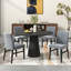 Ensemble de salle à manger ronde 5 pièces, table à manger sur pied central avec 4 chaises, gris-801523318