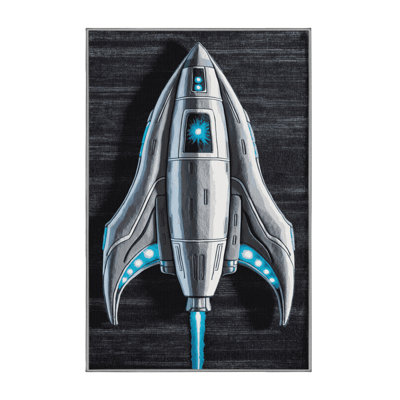 Machine Washable Transportation Gray Area Rug