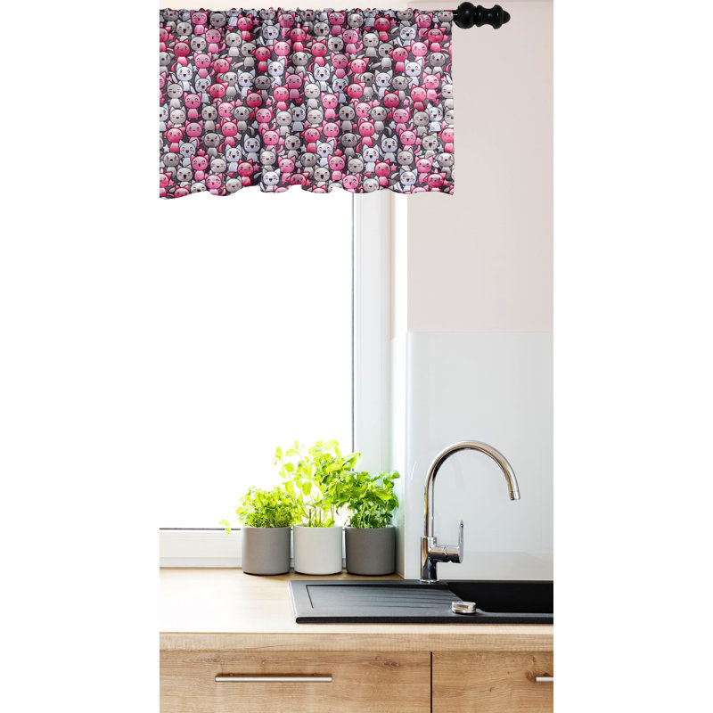 Ensemble de 2 cantonnières Ambesonne Doodle Humour - Lilas rose et brun clair Ambesonne