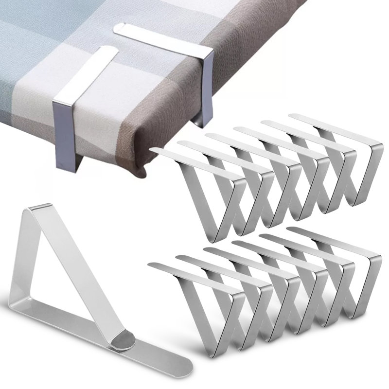 Ensemble de 12 pinces à nappe robustes en acier inoxydable