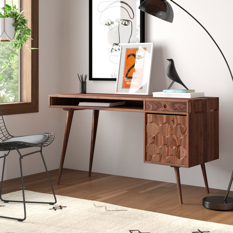 Alice 53.5" Solid Wood Rectangular Writing Desk, Natural