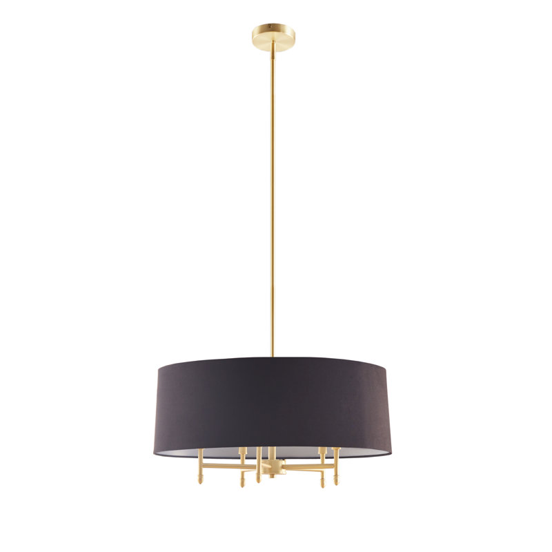 Lustre tambour 5 lumières Rios Modern Elegance, Doré, Noir