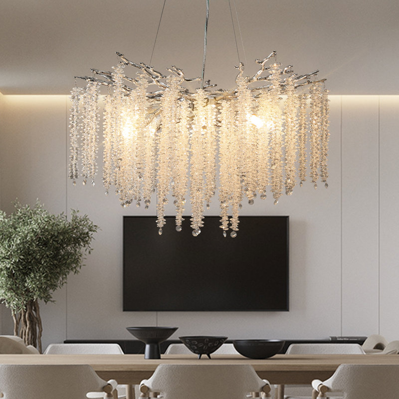 Lustre en cristal Paree, H 19,7 po x l 23,6 po x P 23,60 po, Argent argent, 8