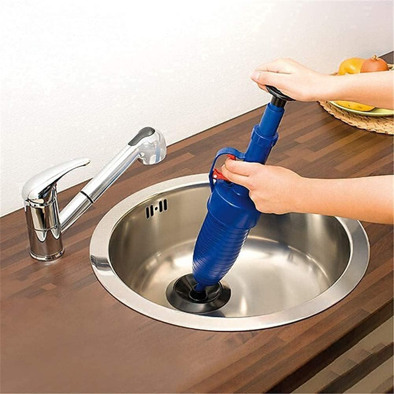 High Pressure Air Drain Pump Pipe Dredge Tool - Kitchen And Bathroom Sink Plunger With 4 Suckers | Eco-Friendly Drain Cleaning