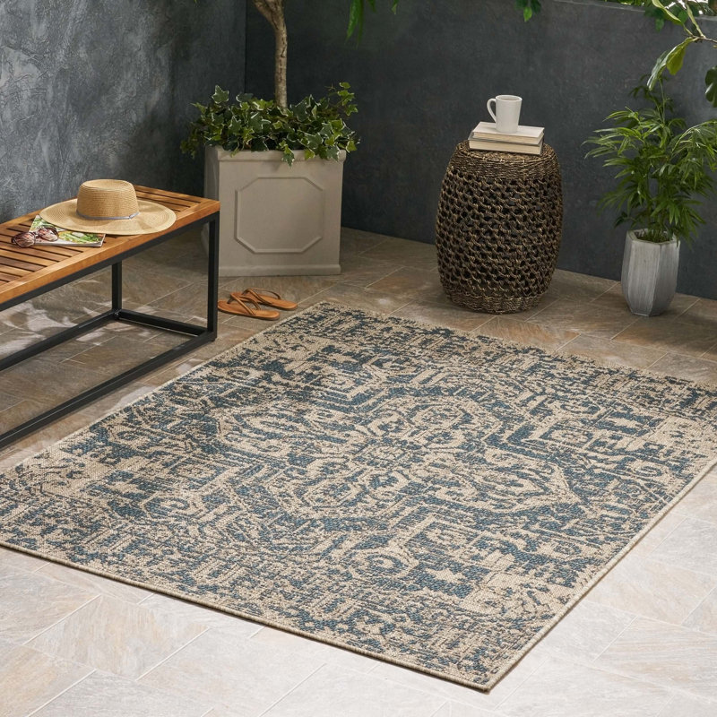Tan Rectangle Polypropylene 5'3" X 7' Rug