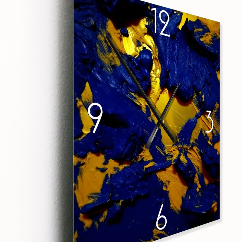 Après-midi soleil abstrait expression en bleu amiral - peinture abstraite horloge murale, Très grand
