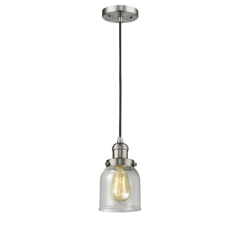 1 - Light Single Pendant, 8.88" H x 5" W x 5" D, Brushed Satin Nickel