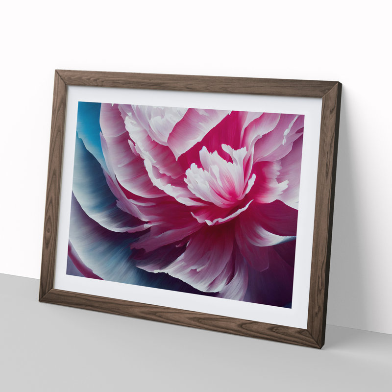 Incomparable Peony Flower - Single Picture Frame Painting, 34cm H x 46cm W x 2cm D, Walnut