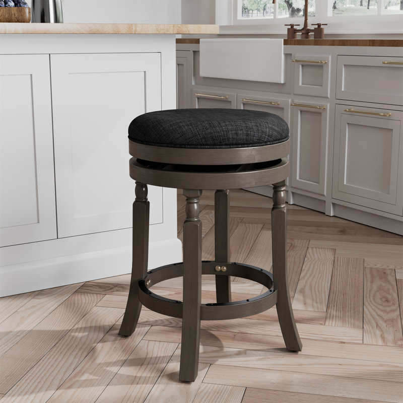 Tabouret Ramona, Gris, Gris, Tabouret de comptoir (siège d'une hauteur de 24 p