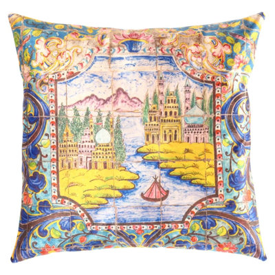 Velvet Oriental Square Pillow Cover & Insert