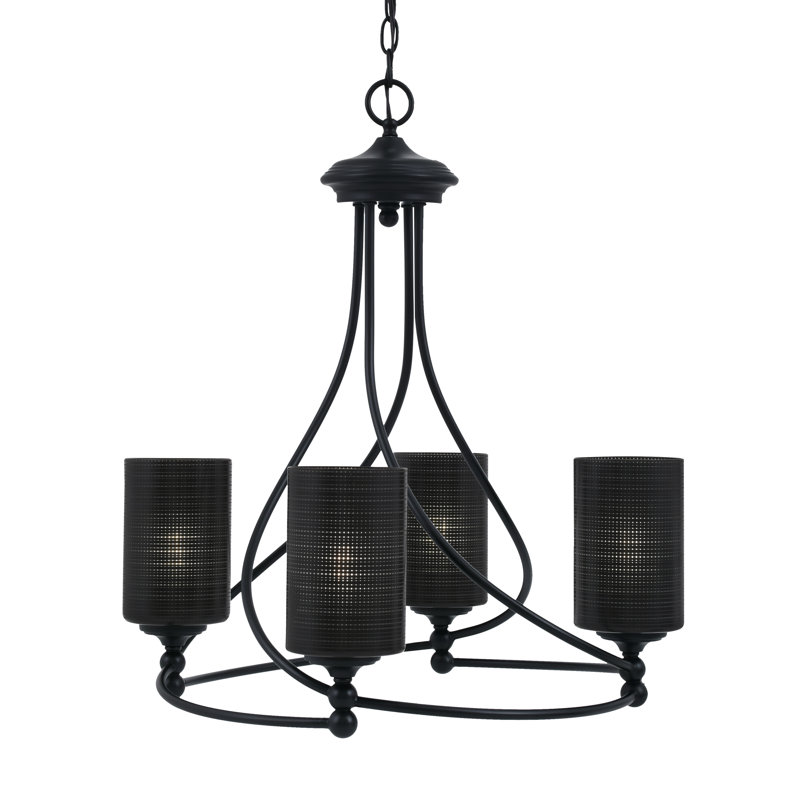 Lustre 4 lumières Capri, Gris, Noir mat