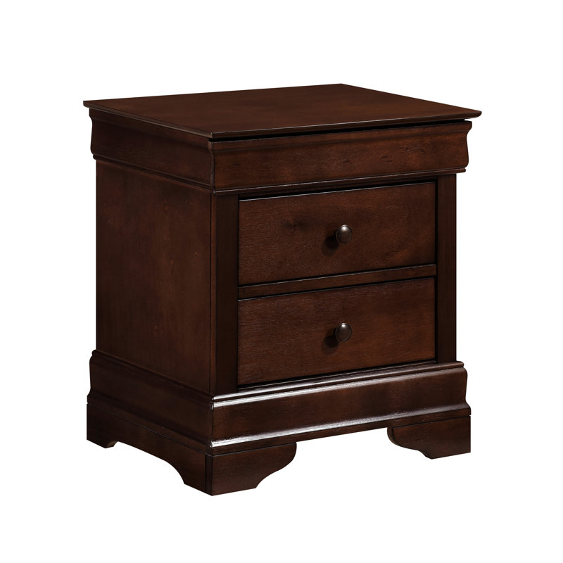 Table de chevet style avec 3 tiroirs au fini cerisier brun pour la chambre à coucher 3 de couleur bronze