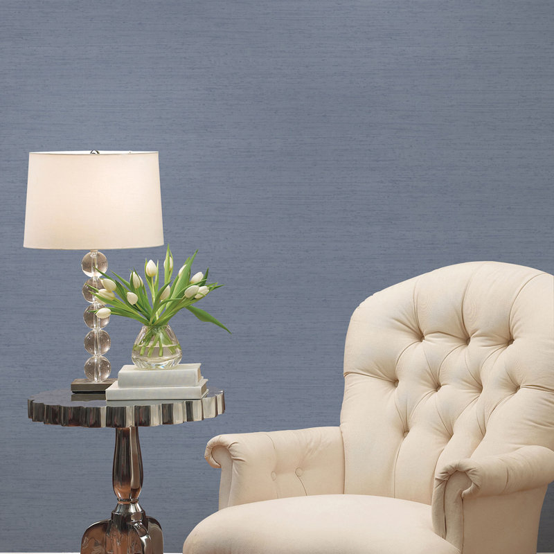 Palazzo Plain Silk Texture Wallpaper Roll, Blue