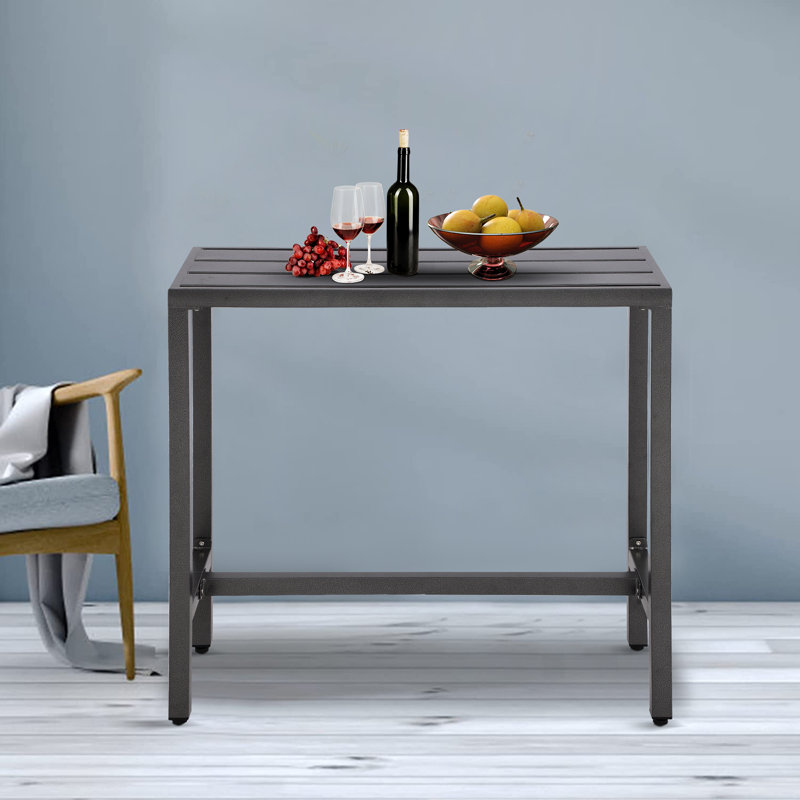 Counter Height 36.97'' Iron Bar Table, Gray, 15.6" W x 39" L