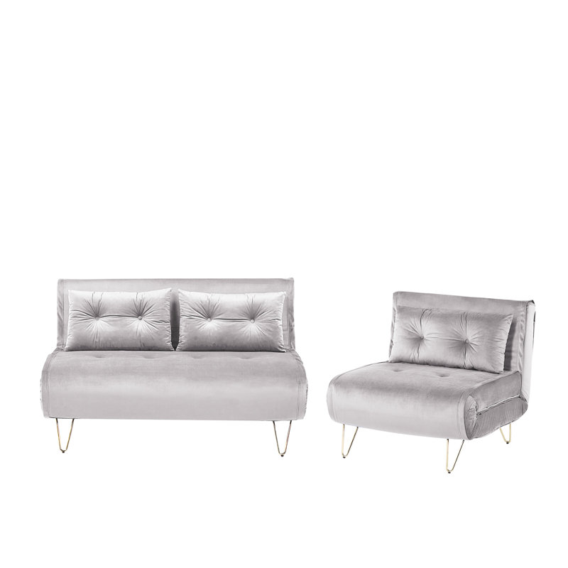 Millar 3 Seater Velvet Sofa Bed, Dark Grey