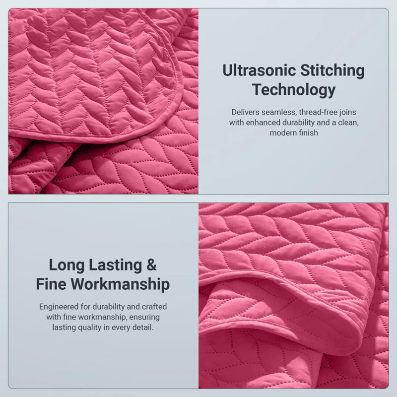 Modern Embossed Microfiber Twin Quilt Set, Pink
