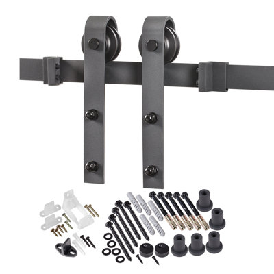 Steel Single Door Barn Door Hardware Kit Standard Single