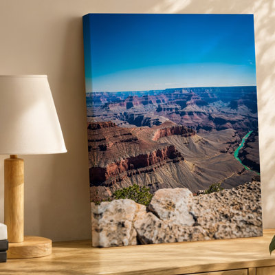 Canvas A Breathtaking View Of A Vast Canyon Landscape Under A Wall Art Clear Blue Sky Showcasing Layered Rock Formations In Various Canvas Wall Art