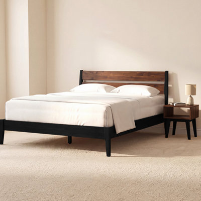 Callisto 2-Piece Queen size Solid Wood Bedroom Set with Platform Bed and Nightstand, Black Finish