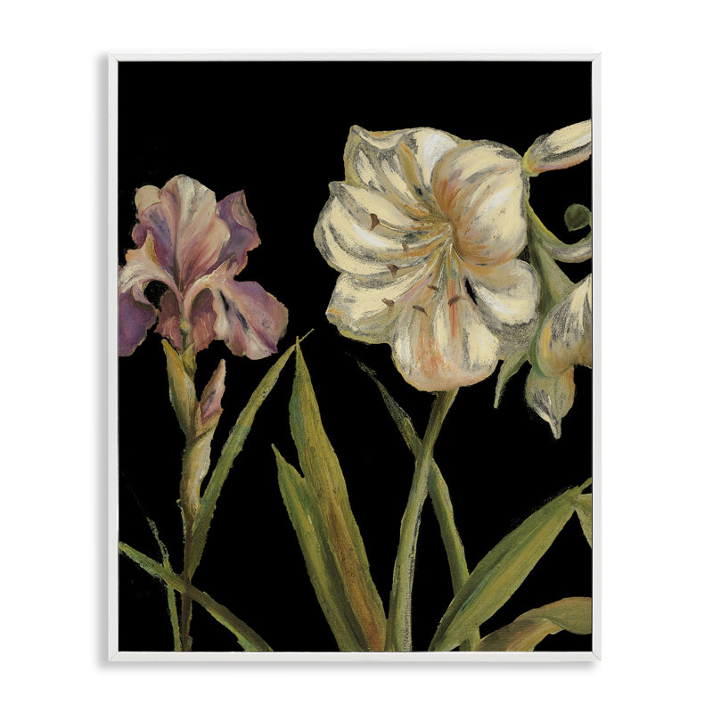 Iris fleurs sur estampe numérique par Patricia Pinto, Giclée encadrée blanc bord de mer, H 14 po x l 11 po