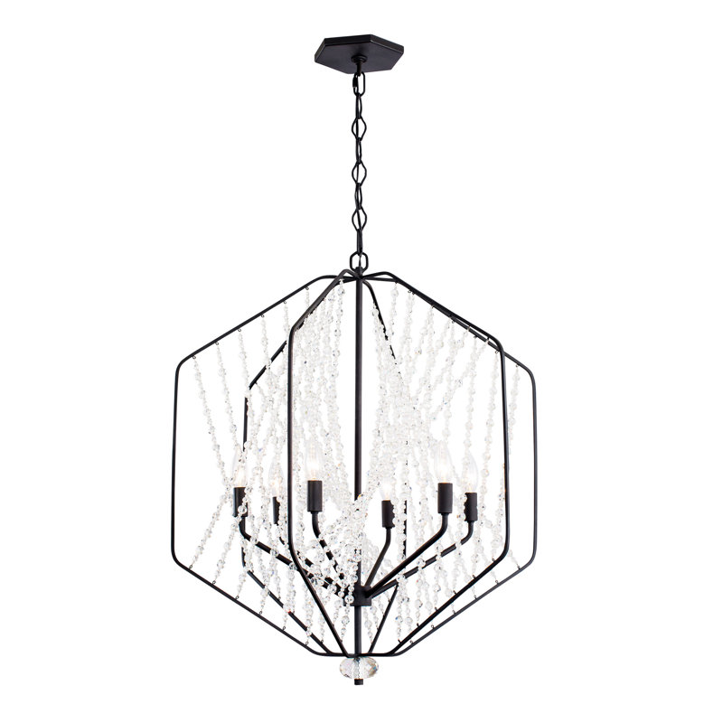 Chelsea 6-Light Black Crystal Pendant Chandelier