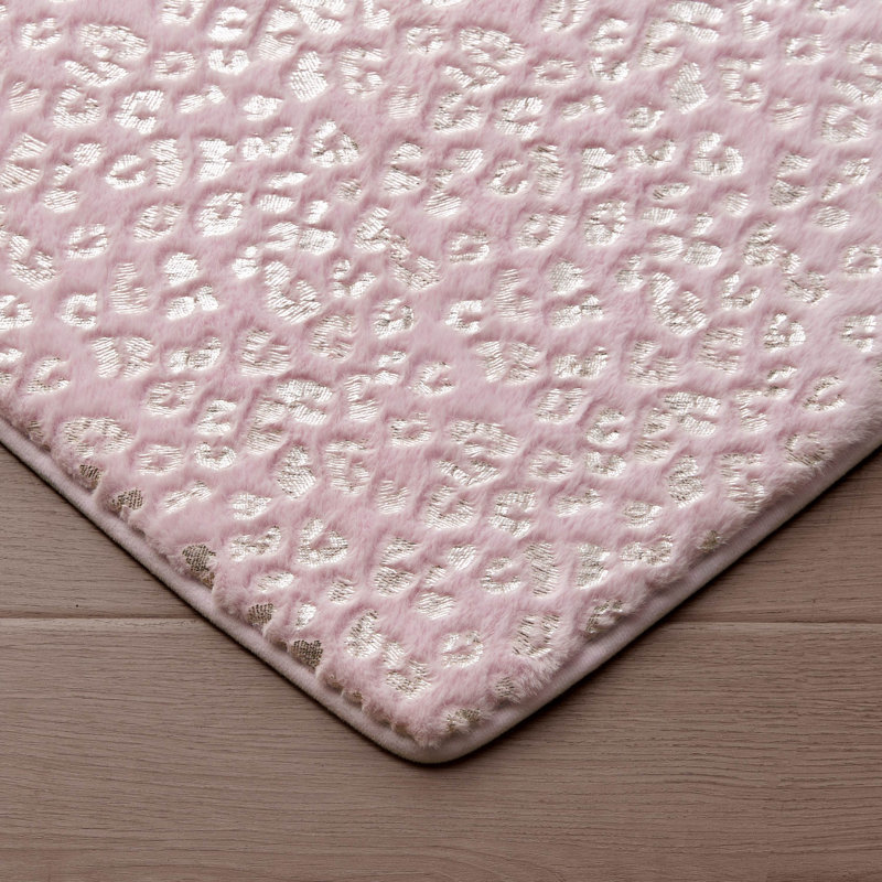Juicy Couture Metallic Leopard Plush Rugs, 3' Heart, Light Pink