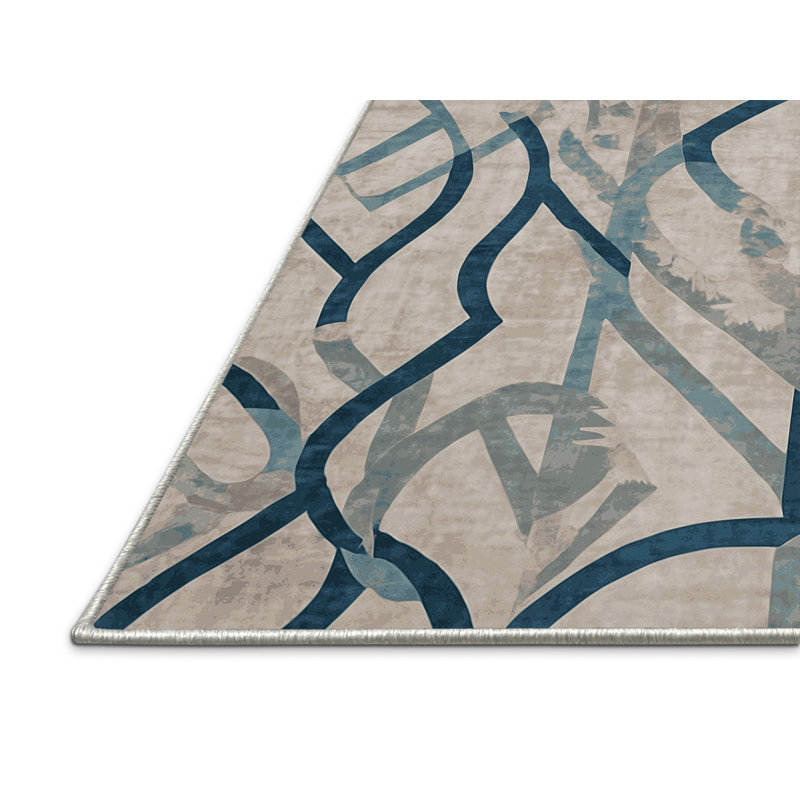 Tapis beige soyeux et moelleux, Tapis de couloir 2 pi x 5 pi