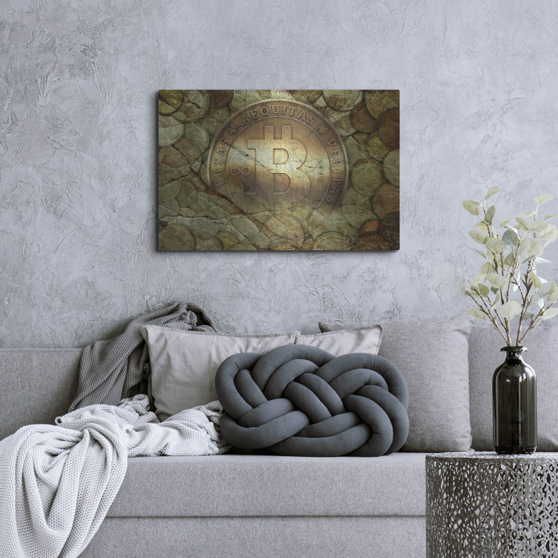 Luxe métal Art «Bitcoin-New Age One» par Steve Hunz «Bitcoin-New Age One» par Steve Hunziker OOB, H 24 po x l 36 po
