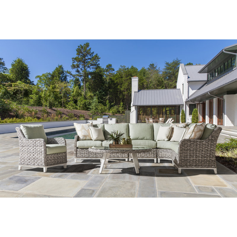 6 - Person Patio Conversation Set with Cushions, Canvas Canvas Sunbrella® Canvas, Light Pebble Gray