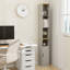 72 po de hauteur, armoire de rangement mince de 72 po, armoire de salle de bain autoportante étroite à 6 niveaux avec 1 porte et 2 tablettes réglables, étagères de rangement pour bibliothèque, armoire de rangement pour CD, DVD, blanc antique