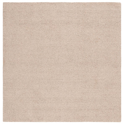 Abstract Hand Tufted Wool/Cotton Solid Color Rug in Light Brown