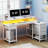 L Shaped Desk with Monitor Stand and Drawers, Gaming Desk with RGB LED Lights &Power Outlets-1128453328-1128453331