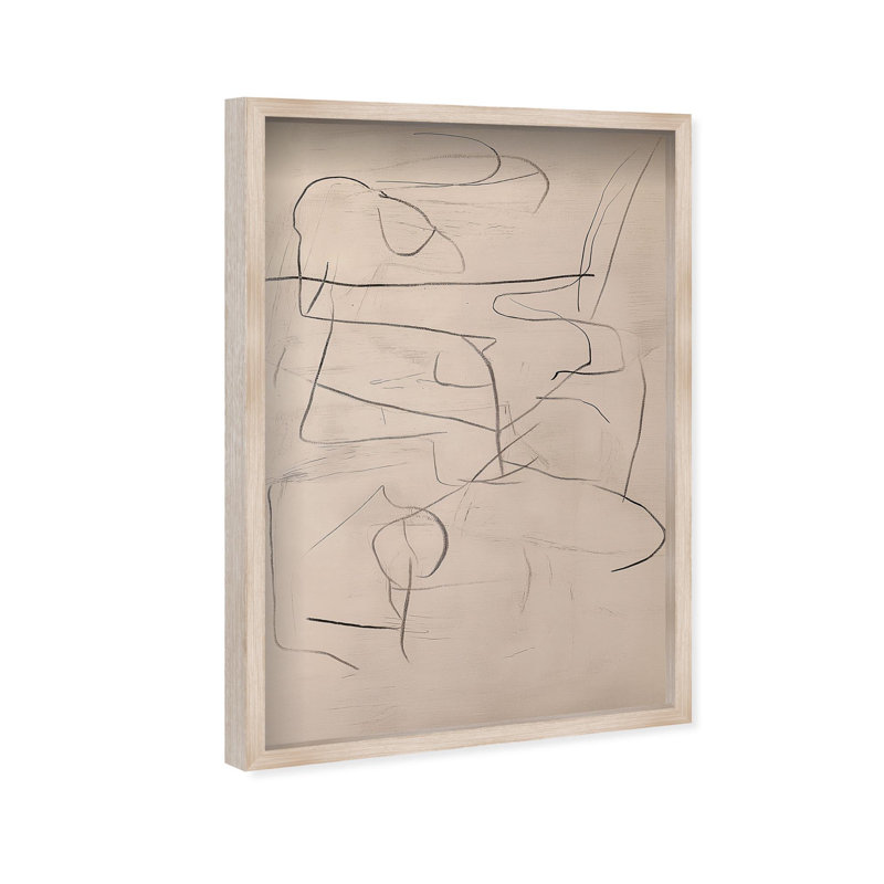 Oliver Gal Frenzied Strokes I Abstract - Luxury Shadowbox Framed Wall Art, 26" H x 18" W, Cream